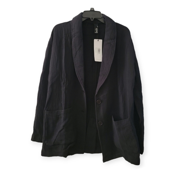 Bobi Drop Shoulder Blazer Cotton Black M NWT NEW - Picture 1 of 9